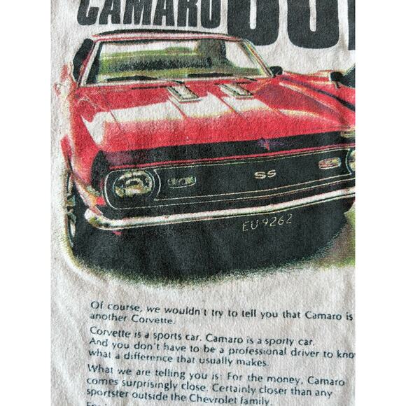 VTG Chevy Camaro Corvette T-Shirt Med Classic Cars Muscle VTG Red Retro 70s Top - Picture 5 of 7